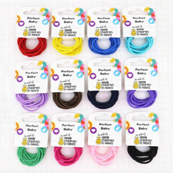 Hot Sale Colorful Elastic Hair Rope For Girls 10pcs/card High  Quality Children Hair Accessories Mix Color Order