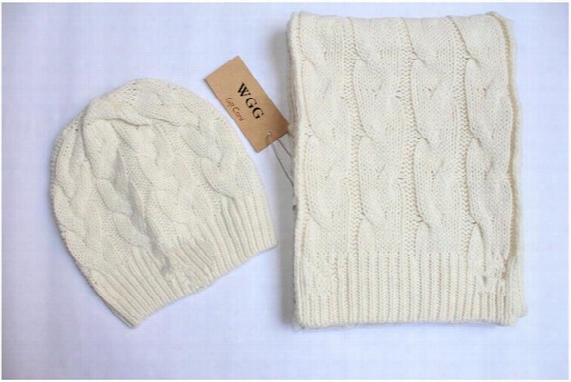 New Brand Wgg Men And Women Winter Crochet Scarfs Hat Sets