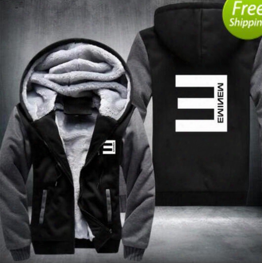 New Winter Warm Cotton Fleece Eminem Hoodie Fashion Thick Zipper Men&#039;s Cardigan Jackets And Coats 16 Styles Usa Size