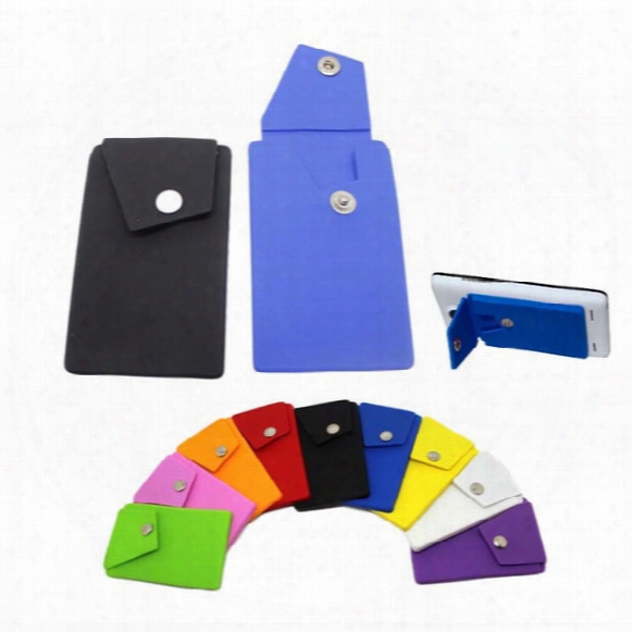 Silicone Snap Pocket Wallet Portable Phone Back Card Holder Slot Stick-on Wallets Cell Phone Pouch Universal 3m Sticker For Phone