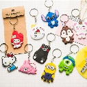 10 Models Phone Accessories 1 pcs Cartoon Rings silicone Keychain cute Key Holder PVC Key Chains Finger Souvenirs Gift cat door key animals