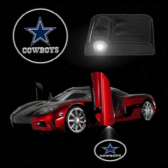 Wholesale- 2pcs/set Battery Car Led Lamps Dallas Cowboys Wireless Car Door Projectors Light Led Lighting Interior Accessories Car Styling