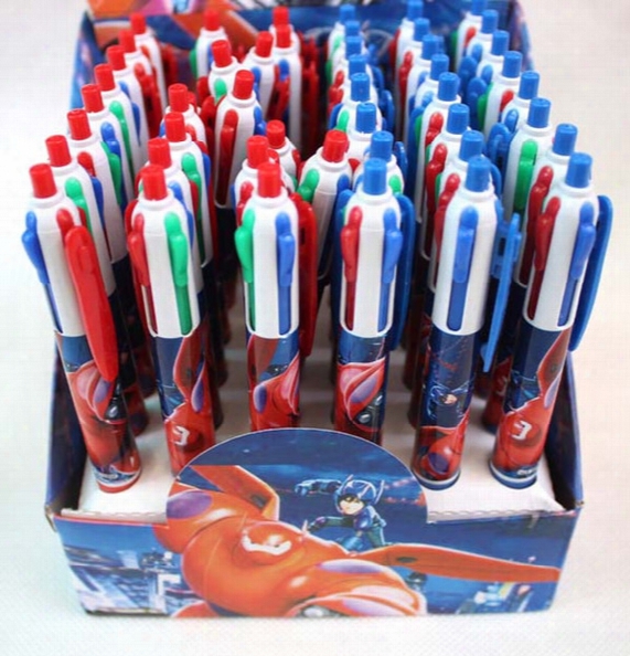 Wholesale 4 Color Ball Pen Cartoon Ball Point Pen Office Supplies Pens 48 Pcs/box