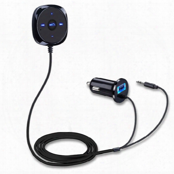 Wireless Bluetooth Car Kit 3.5mm Aux Audio Music Receiver Player Handsfree Speaker Usb Car Charger 5v 2.1a Support Siri