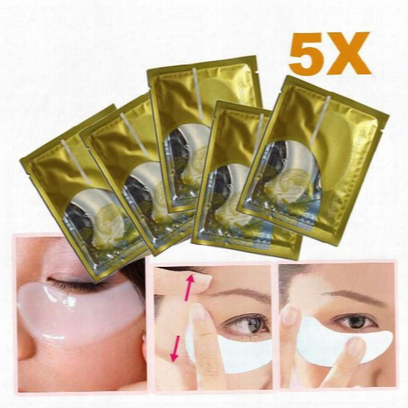 100pcs=50pair High Quality Gold Powder Crystal Collagen Eye Bag Mask Dark Circle Anti Puffiness Anti Aging Freeshipping