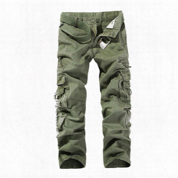 2017 High Quality Men Cargo Pants Multi-pockets Baggy Pants Cotton Military Camouflage Trousers