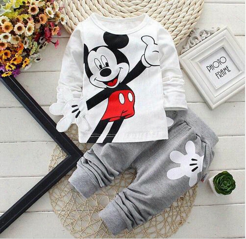 2017 Newborn Baby Boys Clothes Set Cartoon Long Sleeved Tops + Pants 2pcs Outfits Kids Bebes Clothing Childrens Jogging Suits