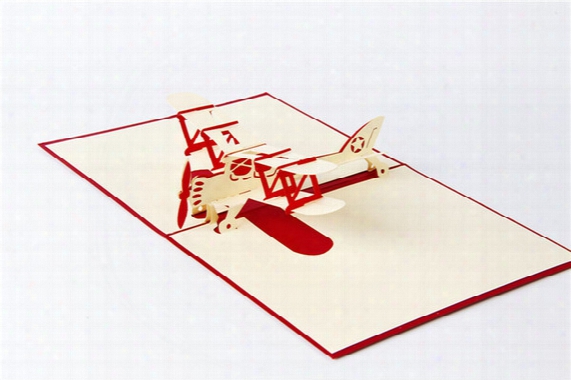 3d Handmade Pop Up Greeting Cards Plane Design Thank You Airplane Birthday Cards Suit For Boy Friend Kids Free Shipping