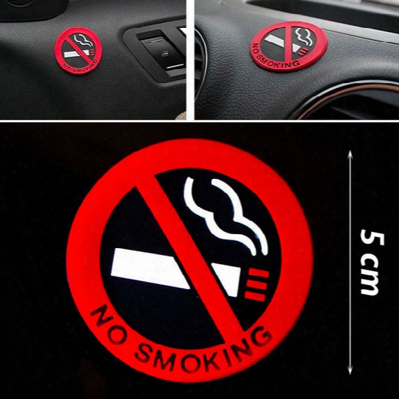 3pcs/lot Car Styling No Smoking Warning Logo Rubber Stickers (round) Red+black+white 3m Tape Car Stickers Fuel Opening Warning Logo
