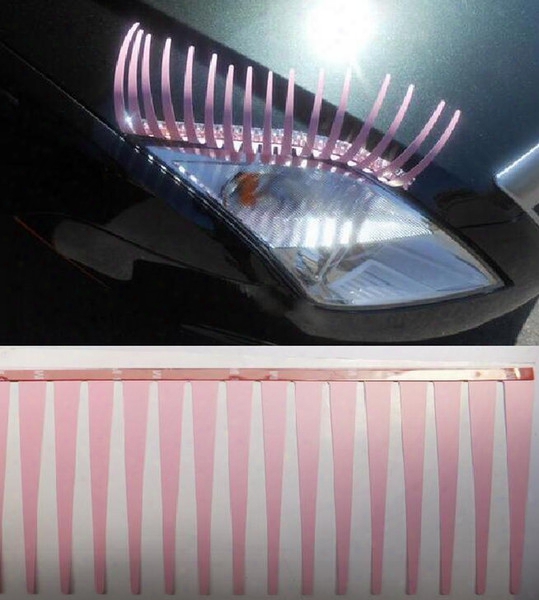 40pcs(=20pairs) Pink Cute 3d Car Logo Sticker Stereo Car Eyelash Automotive Eyelashes Eyeliner Feeling Free Shipping