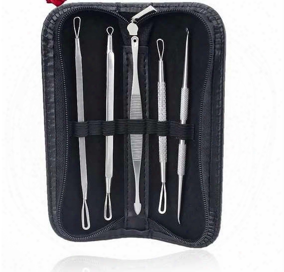 5pcs Stainless Blackhead Acne Extractor Tool Skin Remover Kit Blackhead Blemish Acne Pimple Extractor Tool Skin Care Cleaner