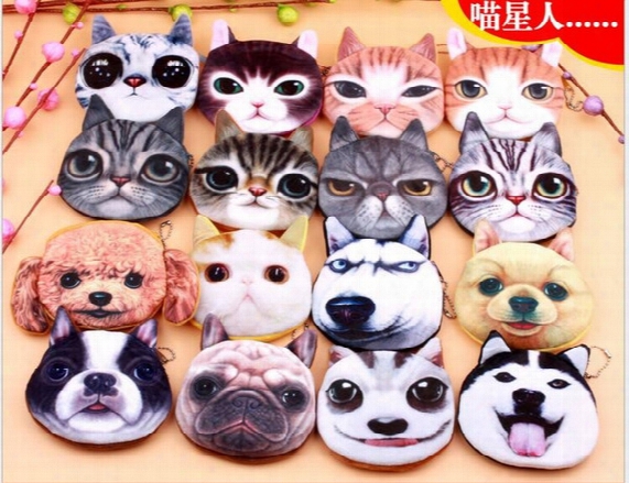 Cartoon Cloth Art Key Package Cat Dog Cute Animal 3d Coin Bag Princess Coin Purse Mix Style