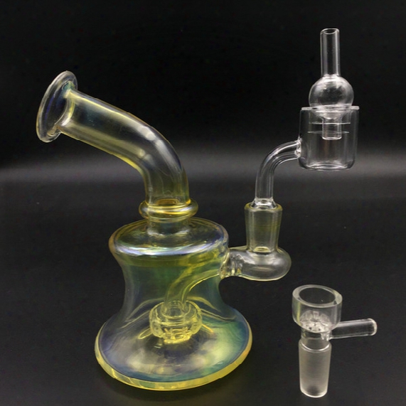 Colored Bongs Tyre Perc Glass Bong Water Pipe Beaker Bong With 14.5mm Joint Dry Bowl And Thermal Quartz Banger And Carb Cap