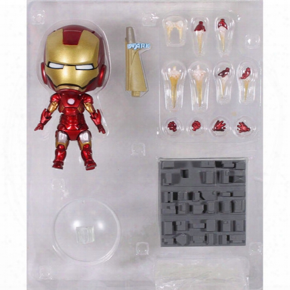 Cute Nendoroid 4" Iron Man Mark7 Tony Stark Set Pvc Action Figure Collection Model Toy 10cm