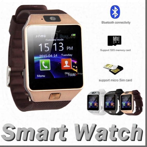 Dz09 Bluetooth Smart Watch Phone + Camera Sim Card For Android Ios Phones Gold Silver Free Shipping