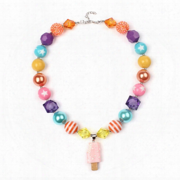 Free Shipping Fashion Beaded Kids Jewelry Popsicles Chunky Bubblegum Beads Necklaces Design For Gift