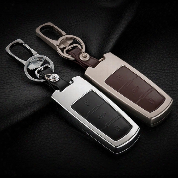 High-grade Zinc Alloy+leather Car Key Case For Vw Golf Jetta Passat Tiguan Touran Magotan New Cc Car Key Chain Protected Covers