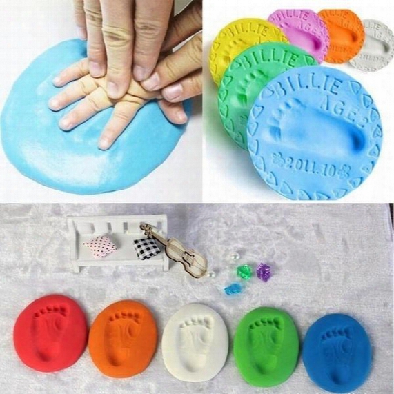 Hot Baby Care Air Drying Soft Clay Baby Handprint Footprint Imprint Kit Casting Without Instructions: Multicolor