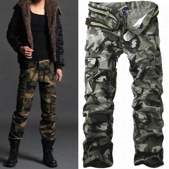 Men's Casual Cotton Military Army Cargo Camo Combat Work Pants Trousers R50 Asian/tag Size 28-38 (no Belt)