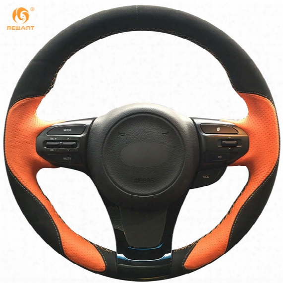 Mewant Orange Leather Black Suede Car Steering Wheel Cover For Kia K5 Optima 2014 2015
