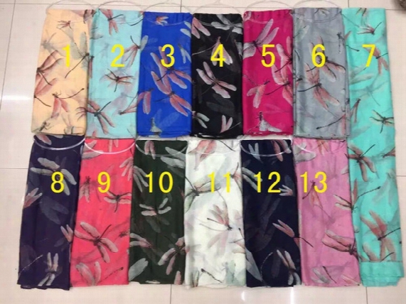 New Arrival Fashion Women's Dragonfly Print Scarf Wrap 2016 Lady Shawl Hijab Long Size180*90cm Wholesale 10pcs/lot Scarf, Free Shipping