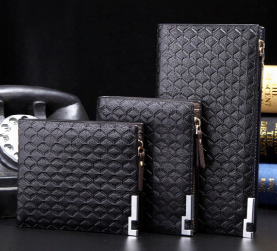 New Multifunction Man Wallets 3 Colors Mens Pu Leather Zipper Business Wallet Card Holder Pocket Purse Hot Plaid Pounch Fashion