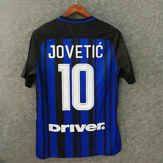 Perfect 17/18 Inter Soccer Jerseys Big Size Xxl Xxxl 4xl Custom Name Number Jovetic 10 Icardi Milan Football Shirts Aaa Quality Patch Seriea