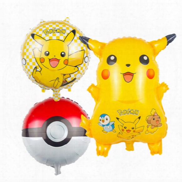 Poke Go Balloons Ballon Cartoon Pikachu 18 Inch Aluminum Foil Balloon Children Toys Kids Birthday Party Halloween Christmas Gifts Wholesale