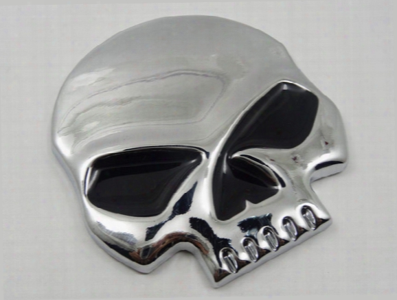 Punk 3d Skull Car Front Sides Rear Decorations Metal Badge Emblem For Univesal Car Silver 10pcs/lot Free Shipping