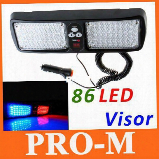 Super Bright 86 Led Car Truck Visor Strobe Flash Light Panel, Warning Lighting,4 Colors Choice,free