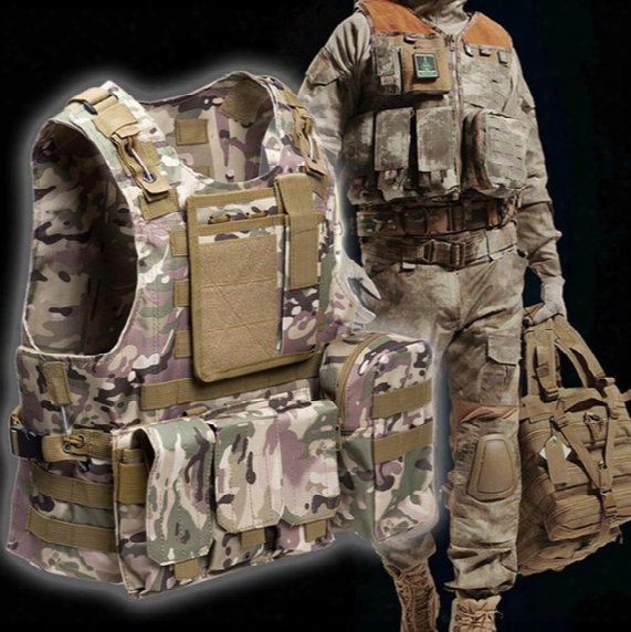 Tactical Vest 7 Colors Mens Army Outdoor Hunting Vest Field Battle Cs Molle Waistcoat Combat Assault Plate Carrier Hunting Vest