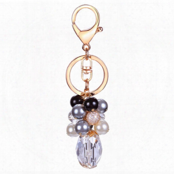 Tassel Imitation Pearl High-grade Material Jewelry Keychain Women Key Holder Chain Ring Car Llaveros Bag Pendant Charm