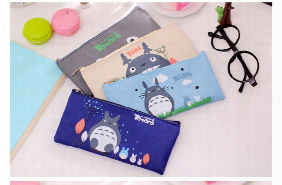 Totoro Pencil Case Panda School Boys Kawaii Pen Box Bag Pouch Canvas Cartoon Cute Cases Bags Leather Or Pens Stationery Kawaii