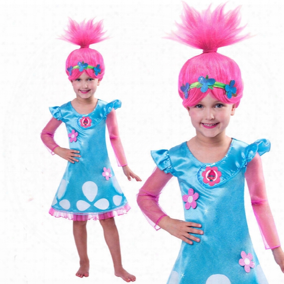 Trolls Fancy Dress Girls Trolls Dresskids Girl Poppy Troll Party Cartoon Costume 4-12t Child Gift Girls Trolls Poppy Fancy Dress Costume