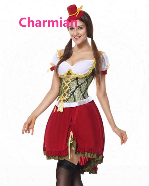 Wholesale-adult Beer Garden Girl Oktoerfest Costume Cosplay Party Fantasias Carnival Halloween Costumes For Women Includes Dress And Hat