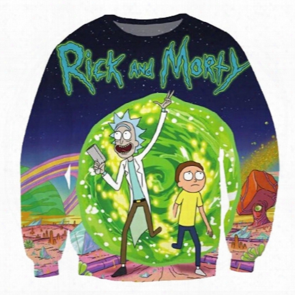 Wholesale-alisister New Fashion Rick And Morty Sweatshirt Women/men Harajuku Style Printed 3d Cartoon Hoodies Funny Crewneck Sweatshirts