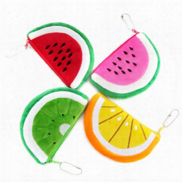 Wholesale-new Plush Cartoon Coin Purses Anime Cartoon Purse Coin Bags Earphone Bags Cartoon Fruit Purses A0621