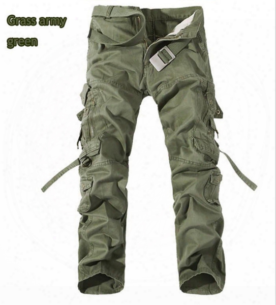 Wholesale-tactical Men Loose Cargo Commando Style Full Length Trousers Plus Size Multi-pocket Overall Washed Cotton Men Casual Trousers