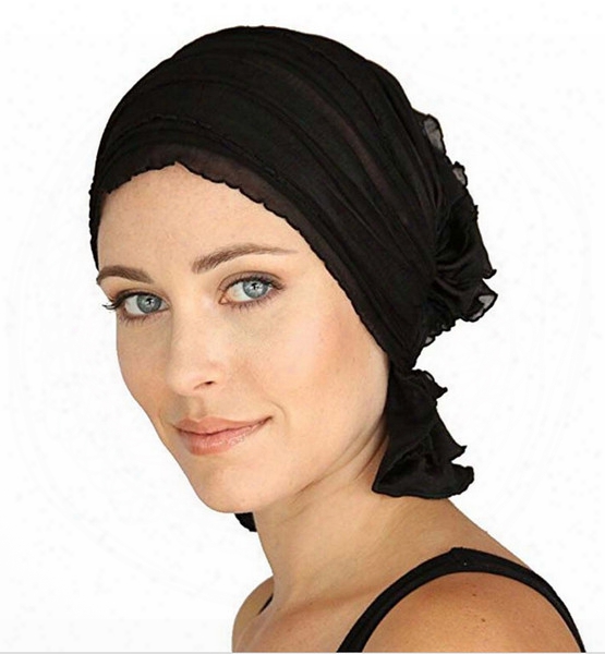 Women&#039;s Ruffle Chemo Hat Beanie Scarf Turban Headwear For Cancer Patients