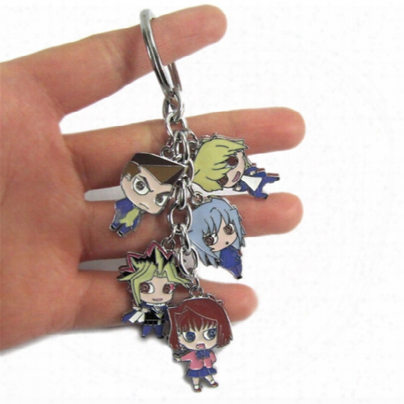 Yu-gi-oh Trading Card Game Keychain Karasuno Vs Nekoma Metal Figures Pendants Charms Phone Straps Key Chain Anime Cartoon With Key Ring