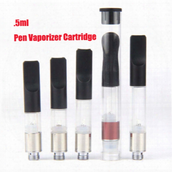 0 5ml .8ml 1ml Round Metal Tip Oil Vaporizer Atomizer Ceramic Coil Wickless Pyrex Glass 510 Vape Thick Cartridge E Cigs