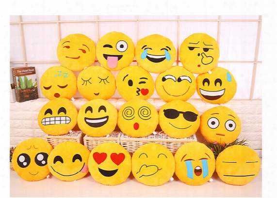 20 Styles 32cm Emoji Stuffed Plush Pillows Qq Expression Cushion Cartoon Smiley Pillow Cushions Yellow Round Pillow Stuffed Plush Toys Gifts