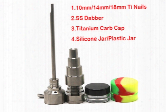 2015 Bong Tool Set 10/14/18mm Domeless Gr2 Titanium Nail Carb Cap Dabber Dab Rig Glass Bong Smoking Water Pipes