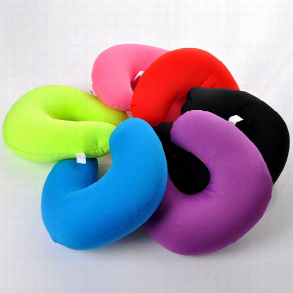 2016 Free Shipping 1 Pc Pure Color U Shaped Neck Micro Beads Rest Airplane Car Travel Bed Pillow Memory Foam Bedding Set