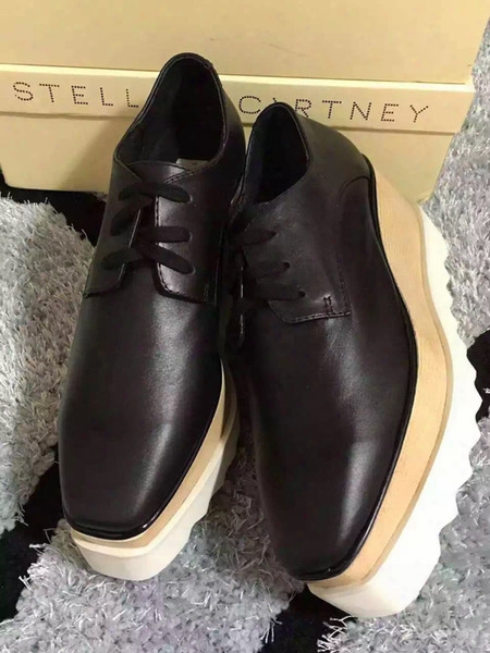 2017 Hot Sale! Stella Mccartney Shoes Top Quality Genuine Leather Women Fashion Platform Wedge Platform Oxfords Boost Sneakers