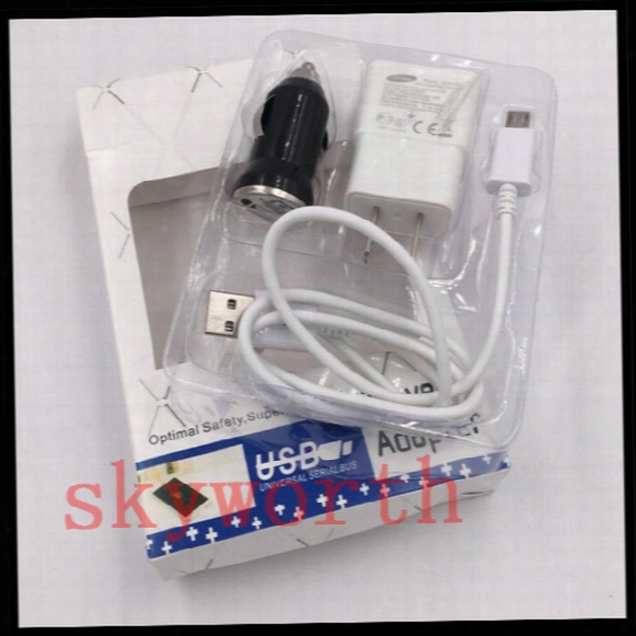 3 In 1 Charger Kit 2a Us Eu Plug Wall Charger Power Adapter + Car Charger + Micro Usb Data Cable For Samsung Galaxy S6