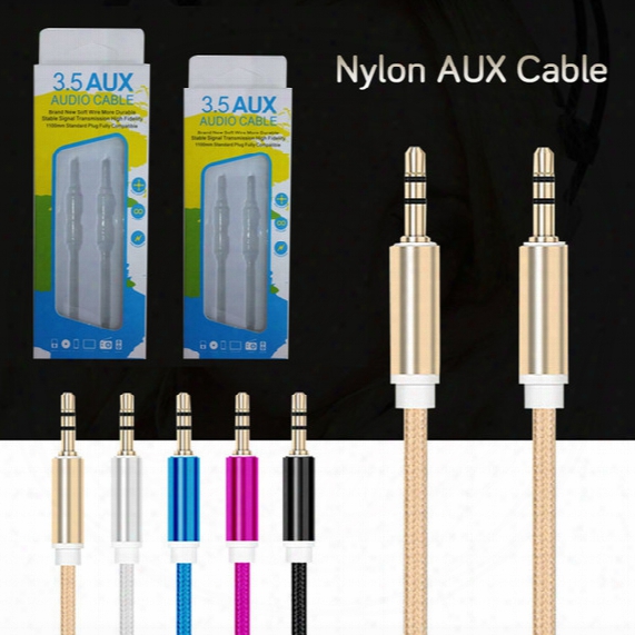 3.5mm Audio Cable Braided Car Stereo Aux Cables Auxiliary Male To Male For Samsung Mps With Retail Box Package