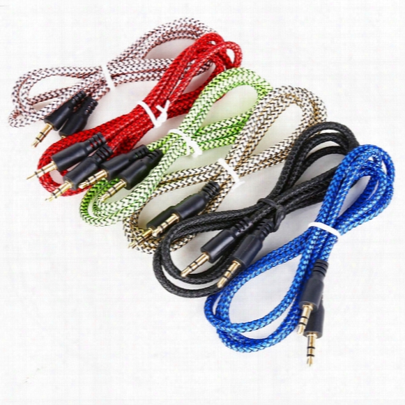 3.5mm Nylon Audio Cabel Aux Cable Nylon Jack Port Aux Cable For Car Audio Samsung Iphone Xiaomi Speaker Mp4