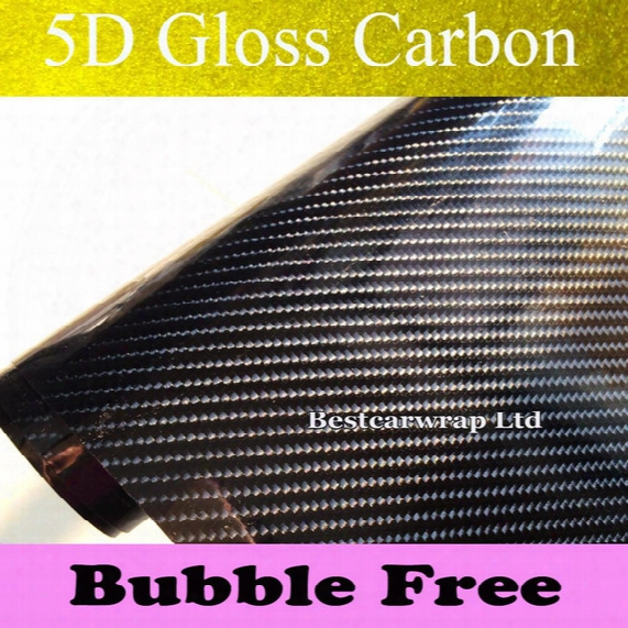 5d Gloss Carbon Fiber Vinyl Wrap High Glossy 5d Carbon Wraps Like Real Carbon With Air Bubble Free For Car Wrap Size:1.52*20m/roll