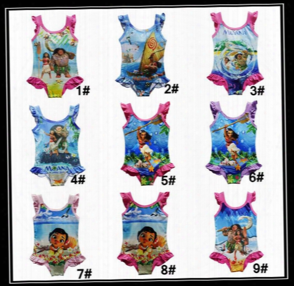 9 Styles Moana Baby Girls One-pieces Swimsuit Children Cartoon Swimwear Moana Printing Bikini Kids Bathing Suit Dhl Shipping